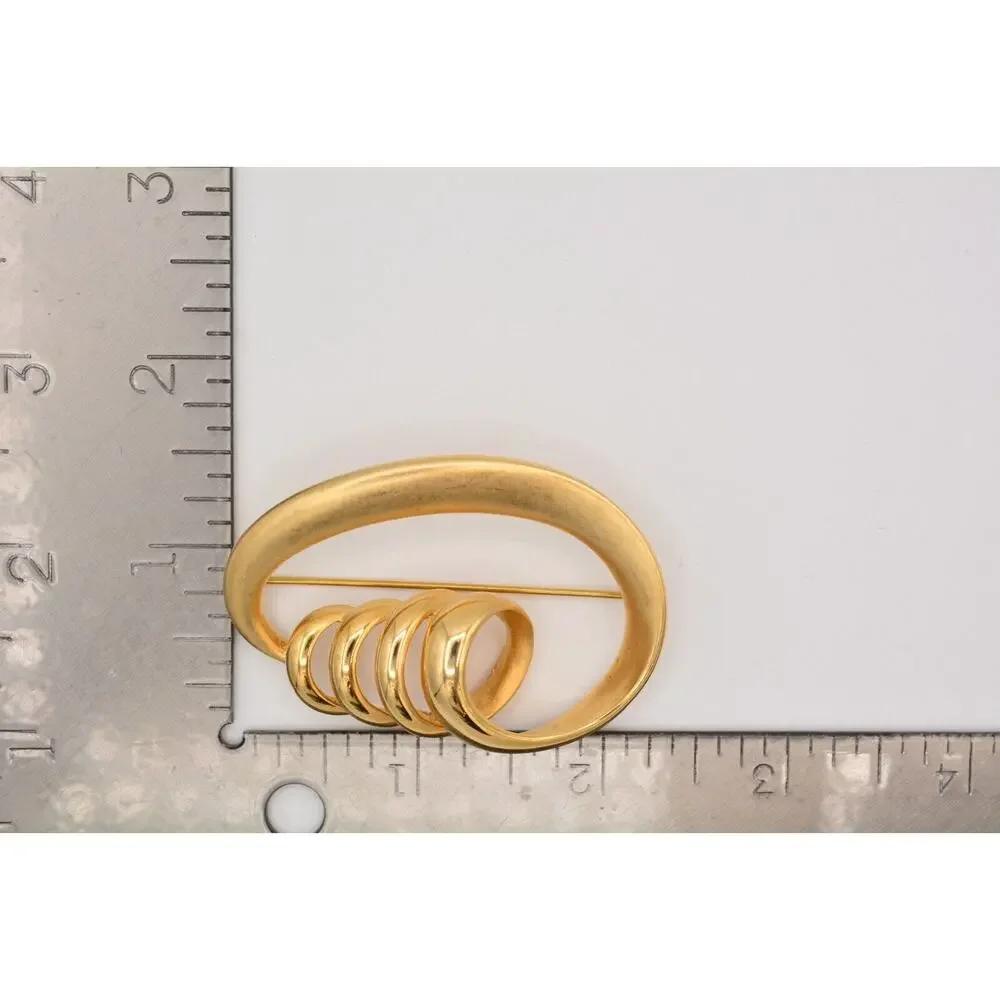 Vintage Abstract Twist Pin Brooch Brushed Gold Matte Shiny Chunky Heavy BinAT
